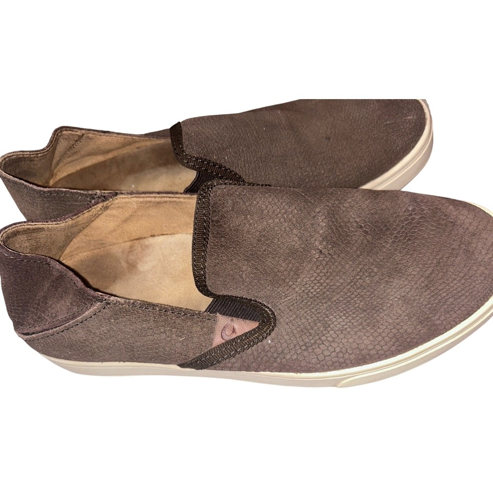 Olukai Mens Kahu Ili Brown Leather Round Toe Slip-On Casual Loafers Size‎ US 7